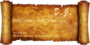 Décsei János névjegykártya